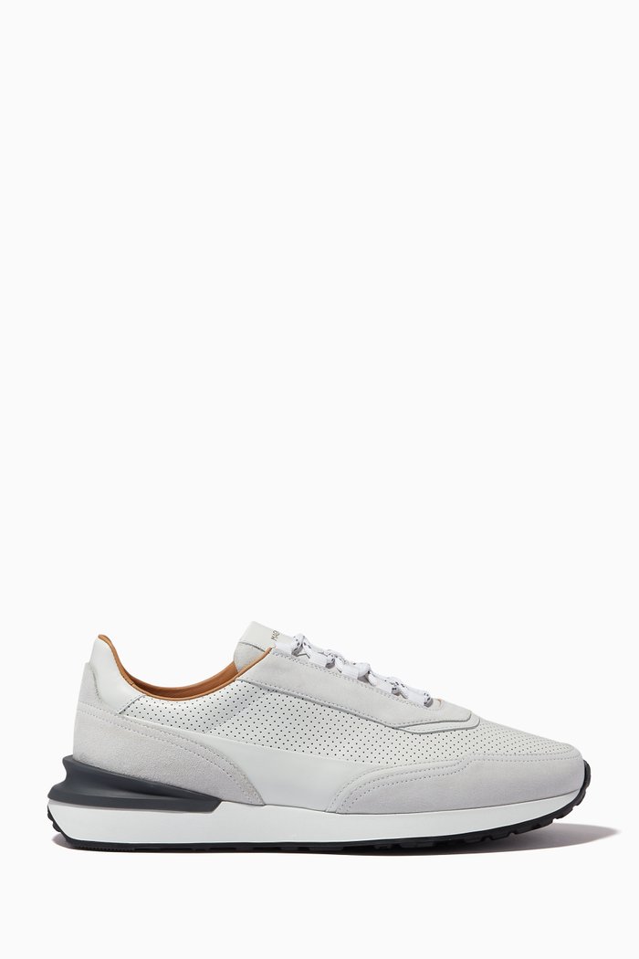 

Perforated Sneakers in Leather and Suede, White
