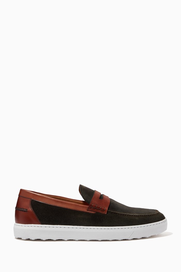 

Penny Loafers in Suede & Leather, Green