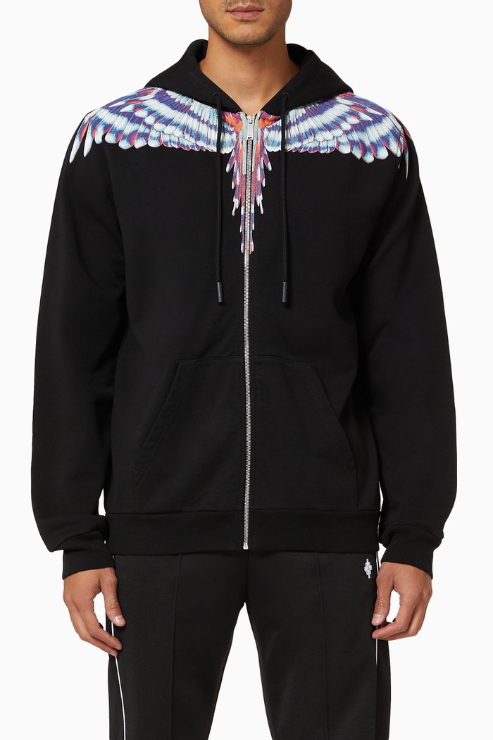 

Bird's Wings Hoodie in Cotton, Black