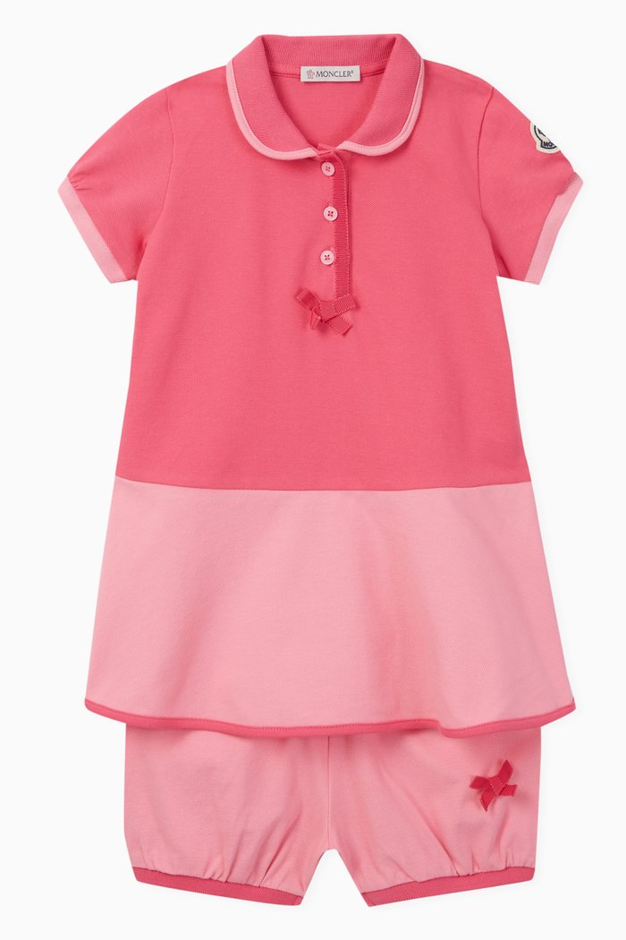 

Bicolour Polo Dress and Bloomers, Set of 2, Pink