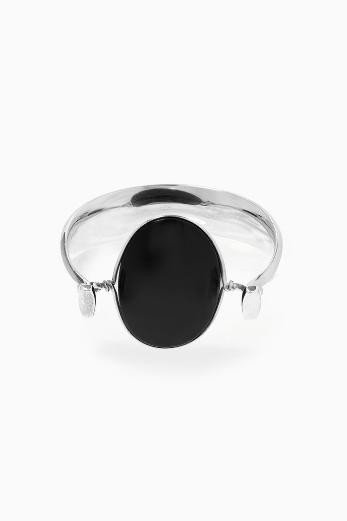 

Dew Drop Onyx Bangle 203A in Sterling Silver