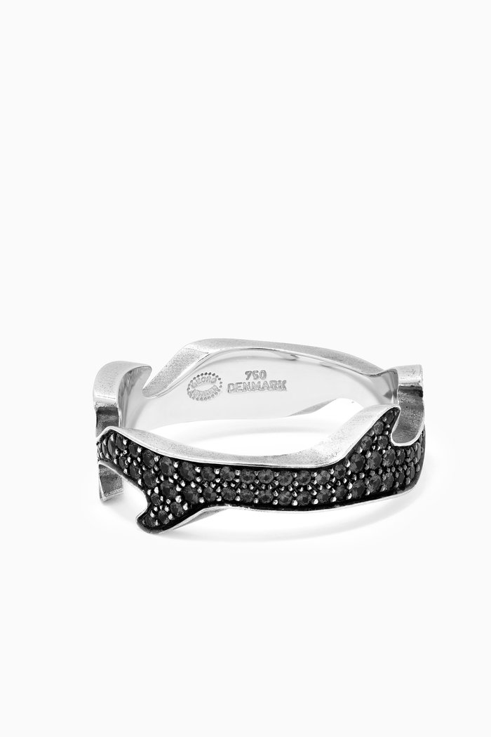 

Fusion Pavé Black Diamond Centre Ring 1370 in 18kt White Gold, Silver