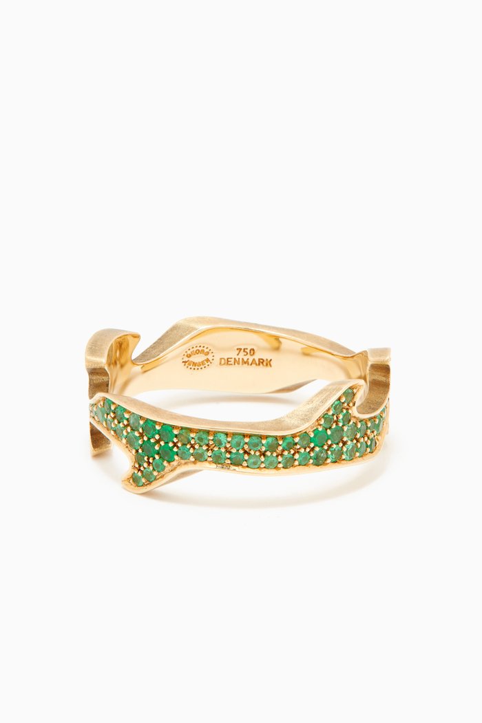 

Fusion Pavé Emeralds Centre Ring in 18kt Yellow Gold