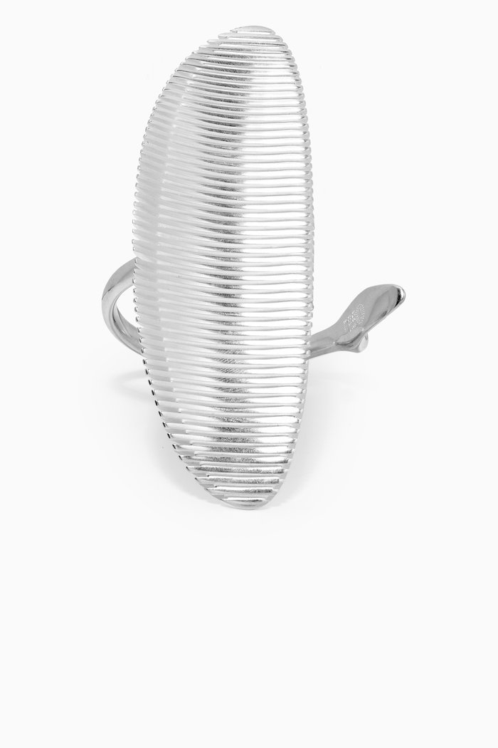 Lamellae Long Cuff 623 in Sterling Silver