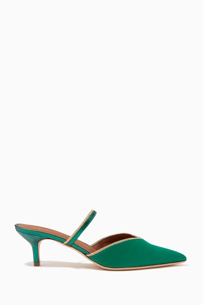 

Marla 45 Mules in Satin, Green