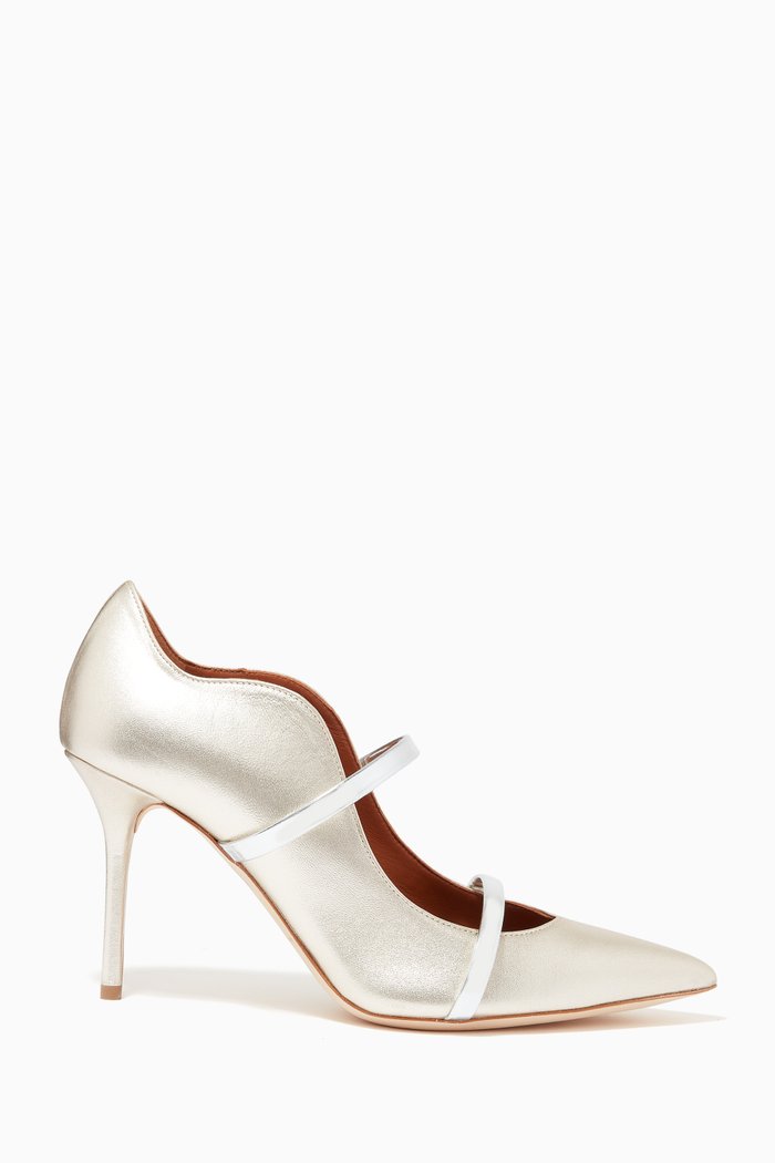 Maureen 85 Pumps in Metallic Leather, Gold