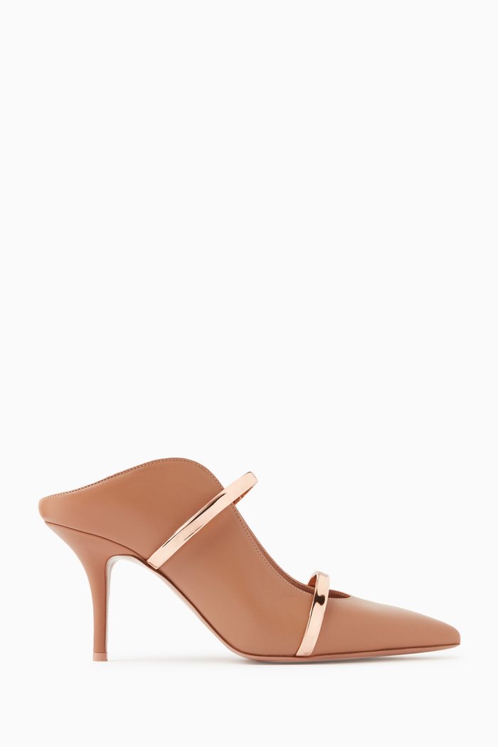 

Maureen 70 Mules in Nappa & Mirror Leather, Neutral