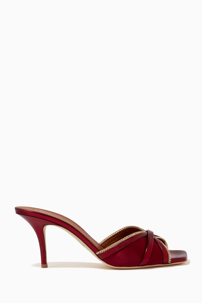 

Perla 70 Mules in Satin, Burgundy