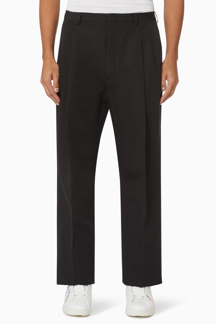 

Logo Loose Technical Cotton Trousers, Black