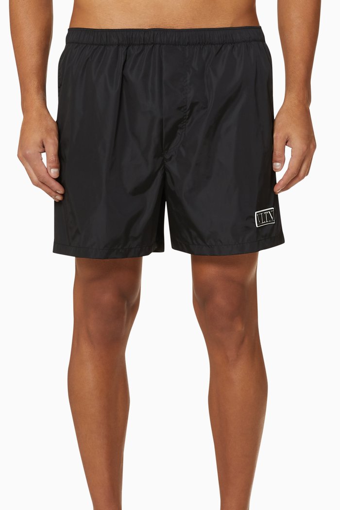 

VLTN TAG Nylon Swim Shorts, Black