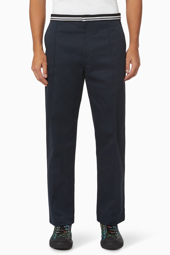 

Knit Band Cotton Pants, Blue