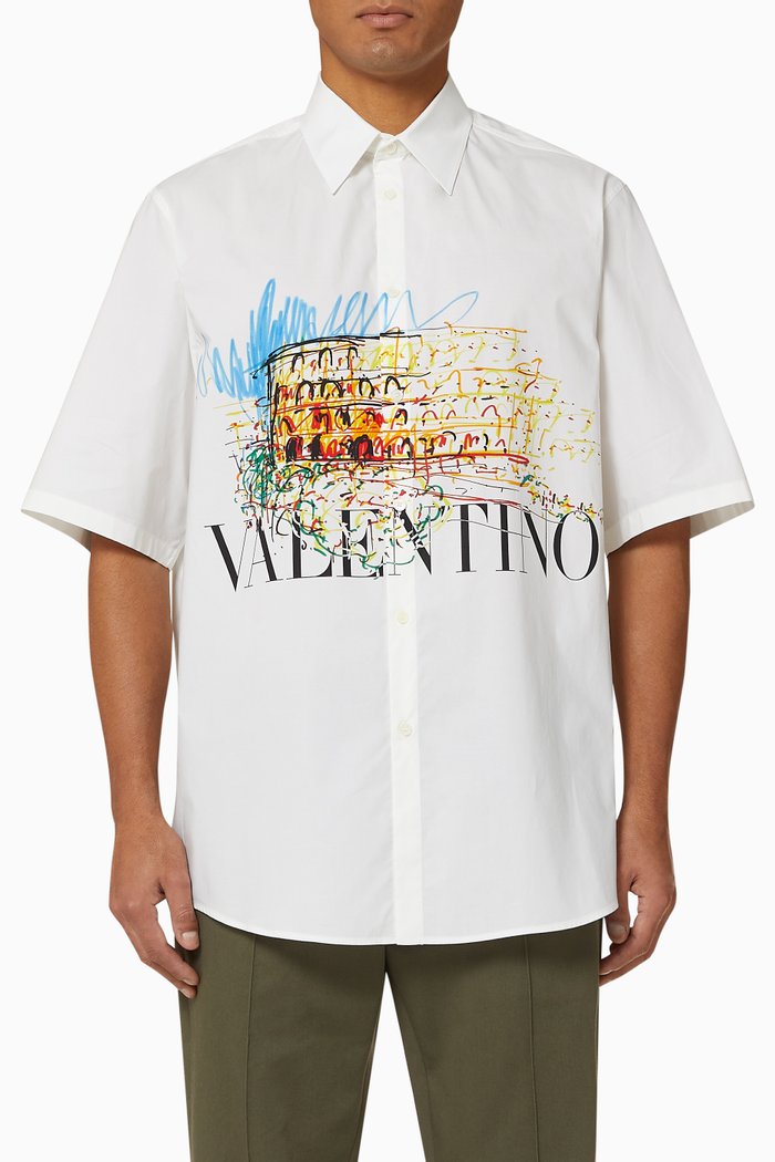 

Roman Sketches Print Cotton Shirt, White