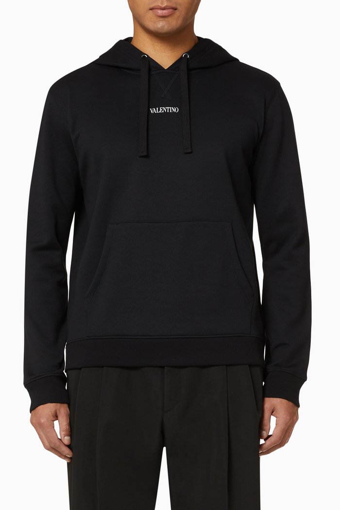 Logo Jersey Hooded Sweatshirt, Black