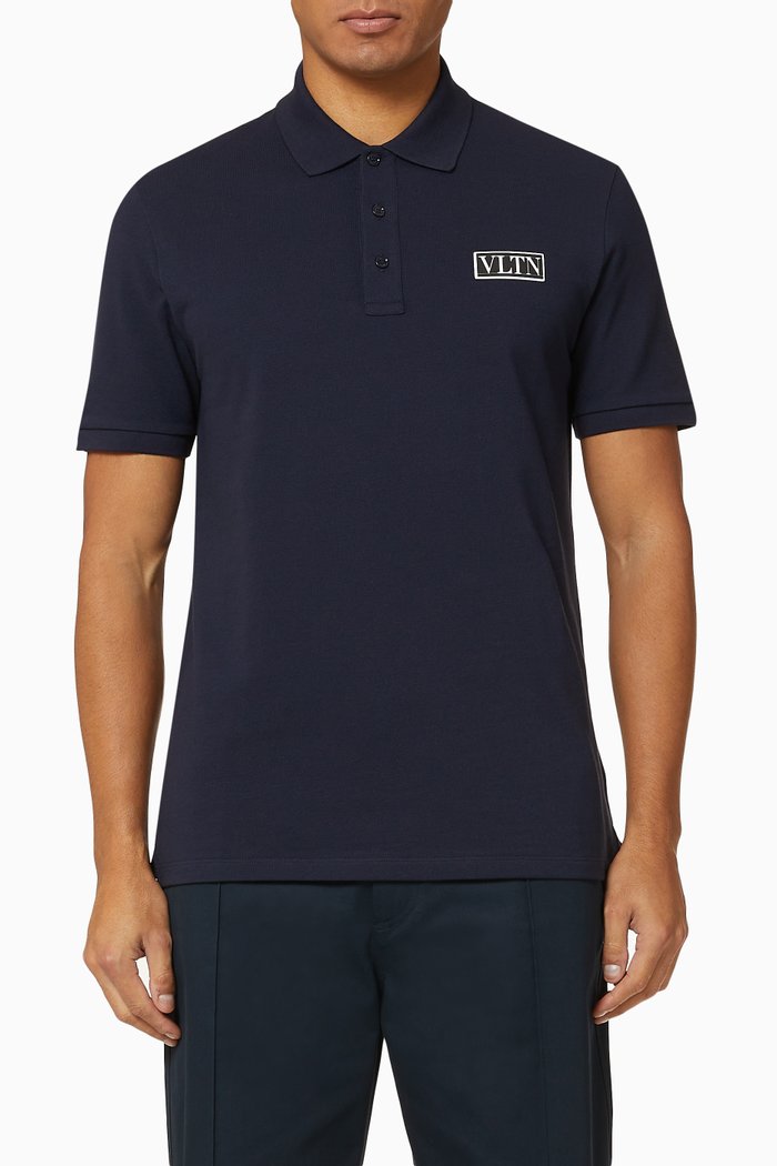 

VLTN TAG Cotton Piqué Polo, Blue