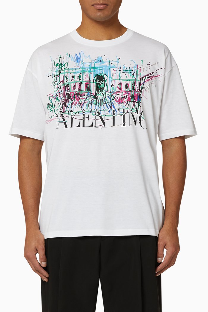 

Roman Sketches Print Cotton T-shirt, White