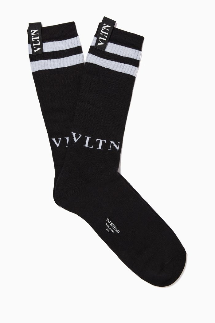 

Valentino Garavani VLTN Socks in Cotton-Blend, Black