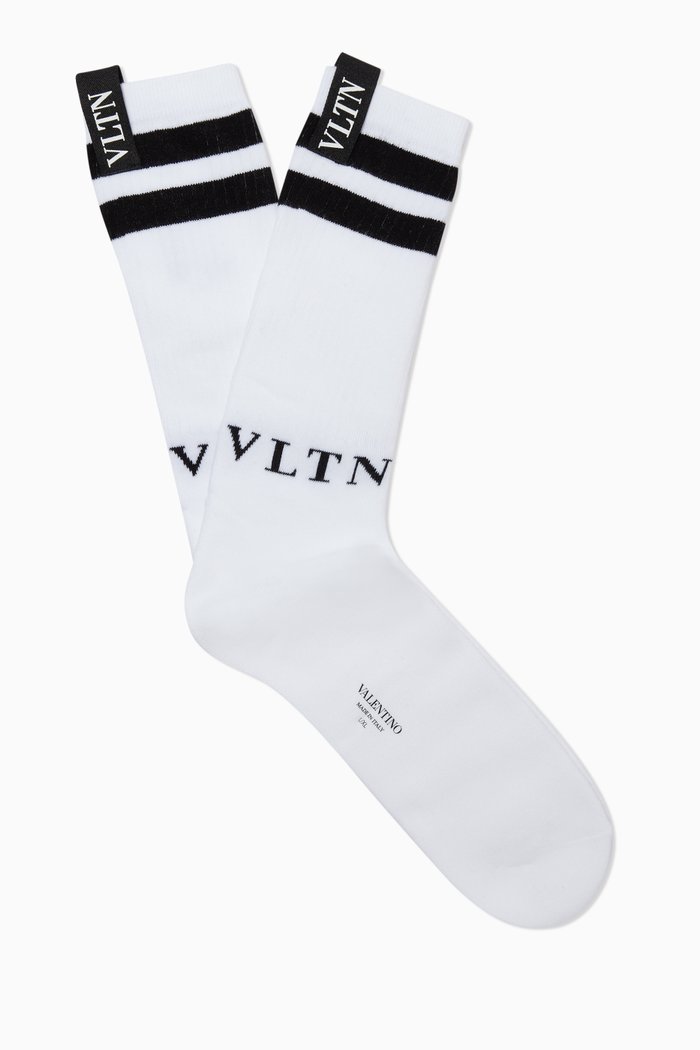 

Valentino Garavani VLTN Socks in Cotton-Blend, White