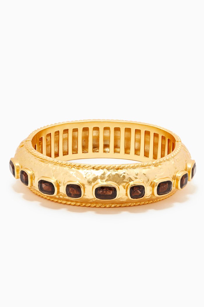 

Gaia Bangle with Smoky Quartz in 24kt Gold Plating, Brown
