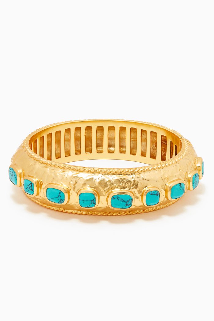 

Gaia Bangle with Turquoise in 24kt Gold Plating, Blue