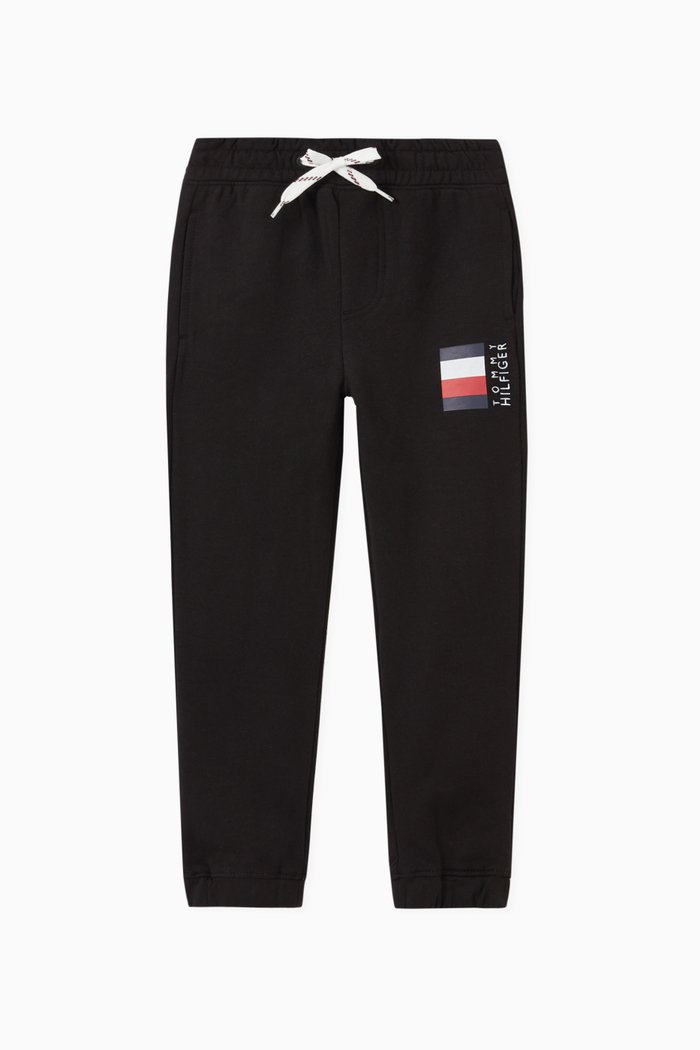 

Signature Detail Cotton Jogger Pants, Black