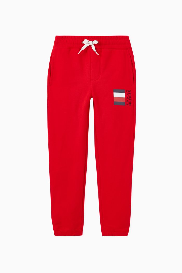 

Signature Detail Cotton Jogger Pants, Red