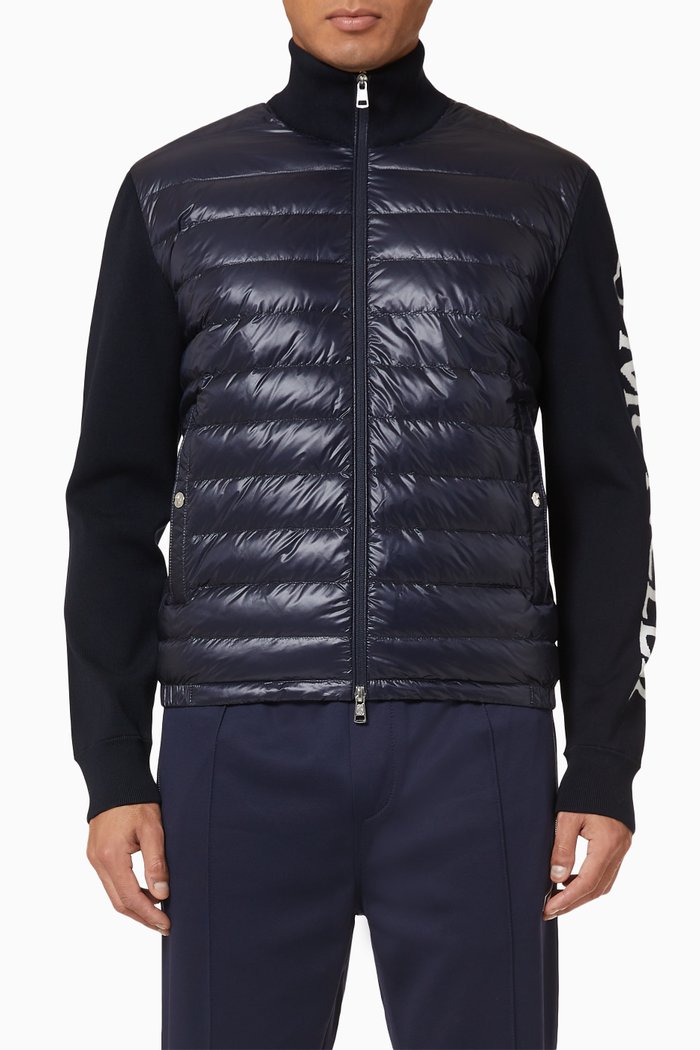 Knit Funnel Neck Jacket, Blue