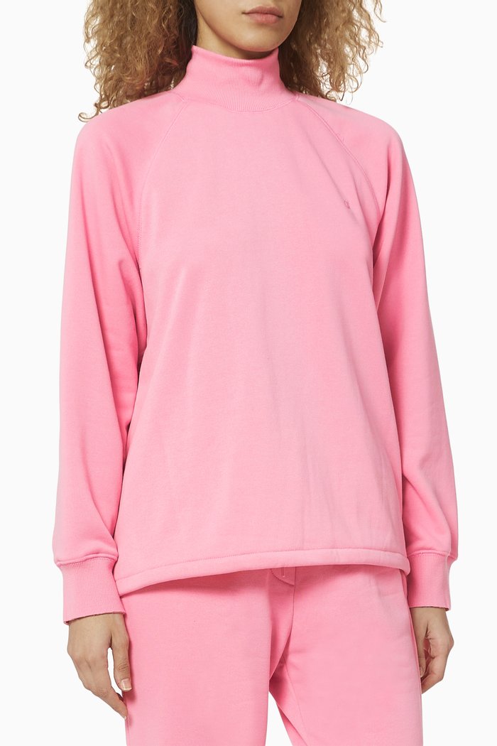 

Drawstring Mock Neck Sweatshirt, Pink