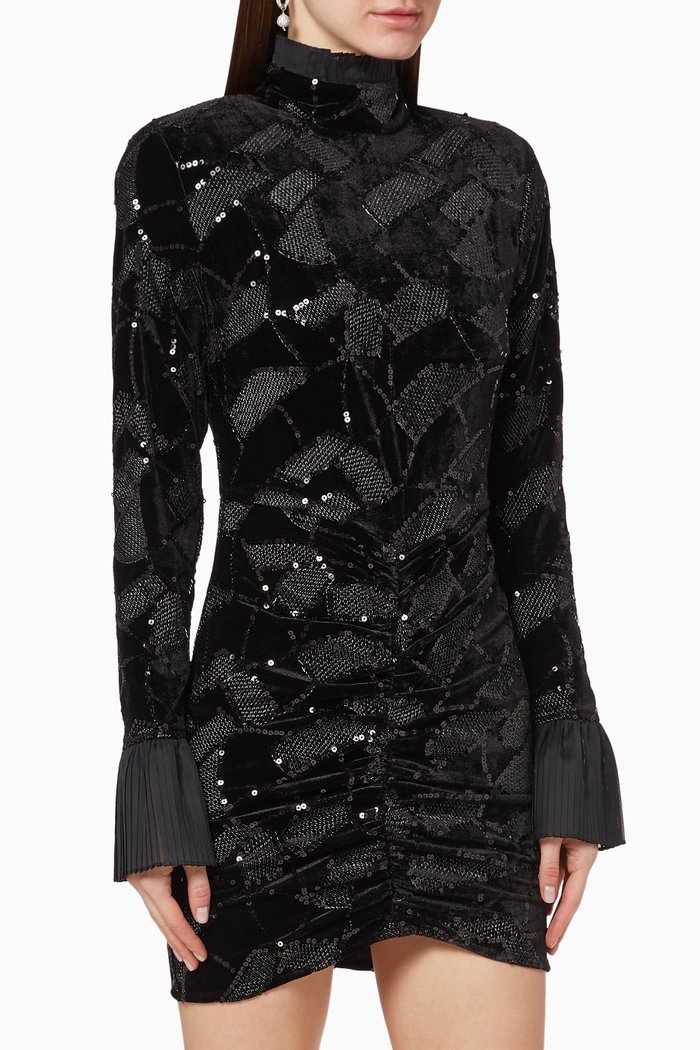 

Miki Velvet Sequin Dress, Black
