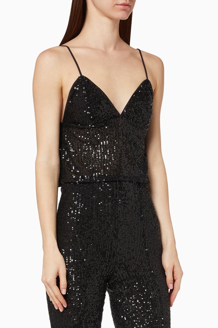 

Cyndy Sequinned Top, Black