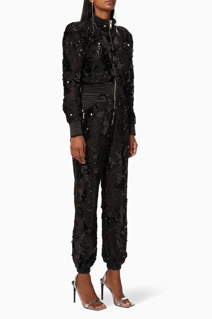 

Smash the Mirror Sequin Jumpsuit, Black