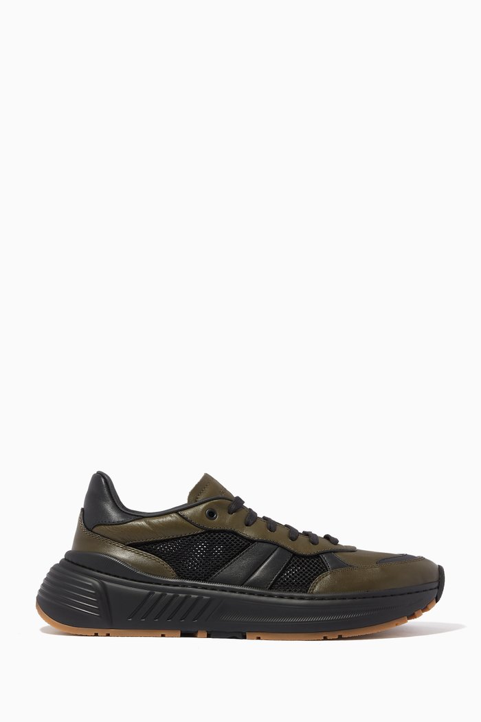 Speedster Sneakers in Calfskin & Mesh, Green