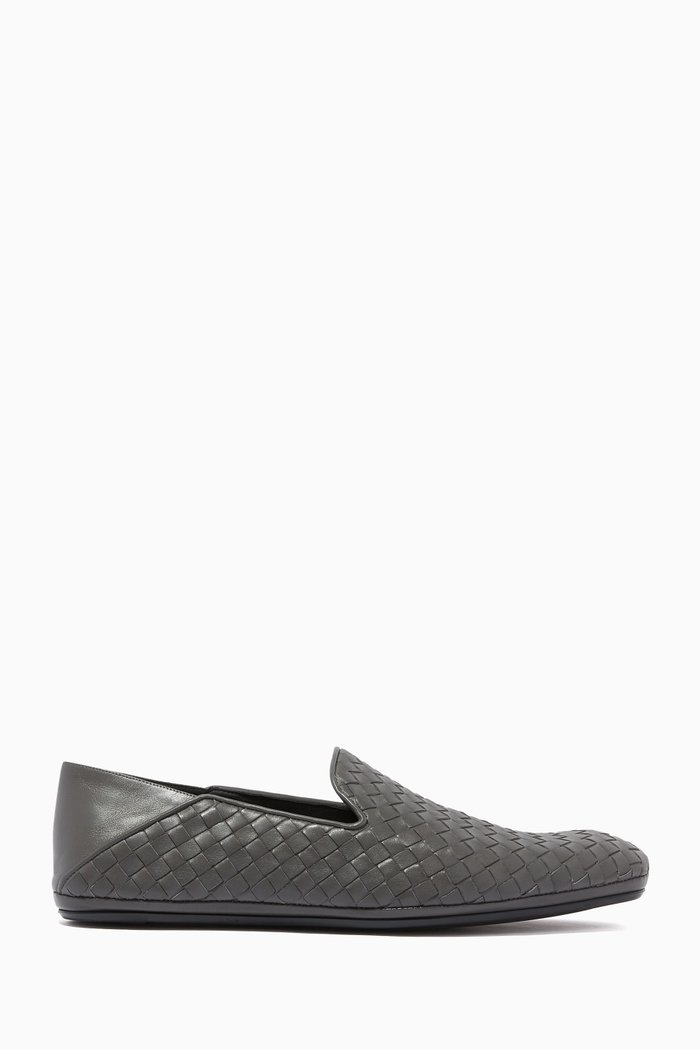 

Fiandra Slippers in Intrecciato Calfskin, Grey