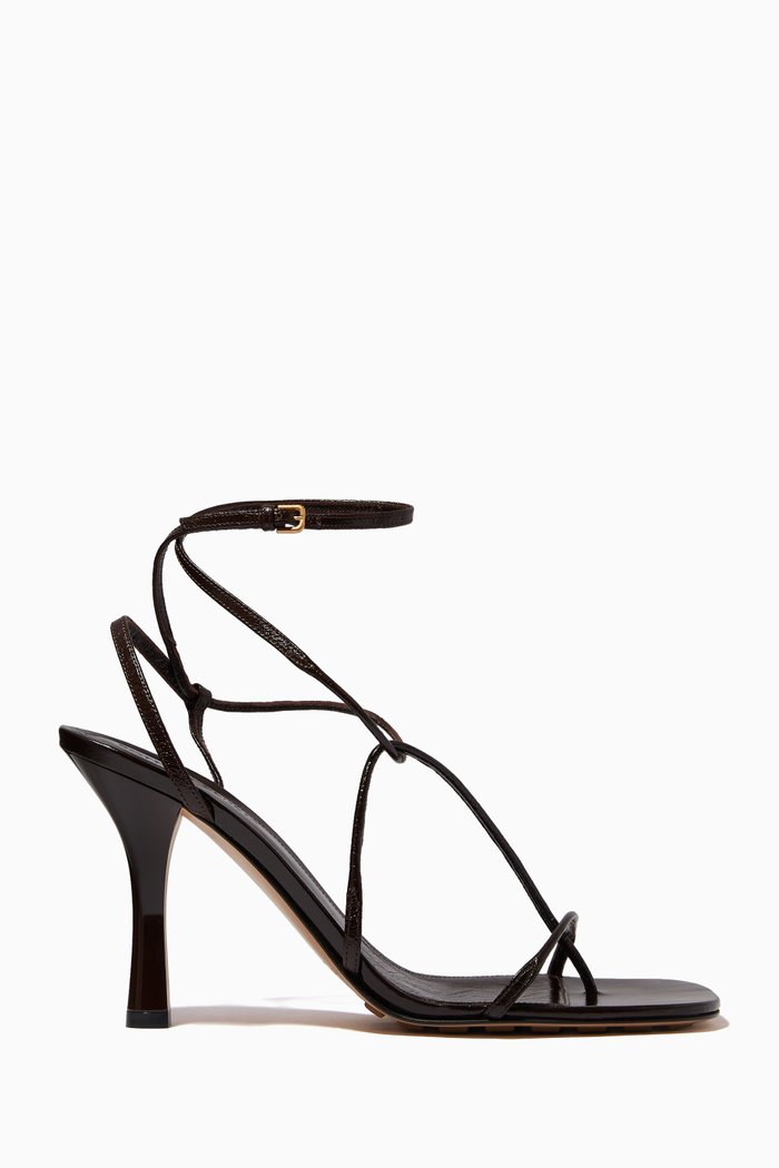 The Line Sandals in Shiny Nappa, Brown