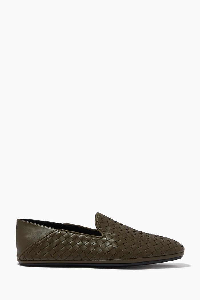 

Fiandra Slippers in Intrecciato Calfskin, Green