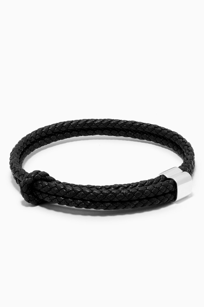 

Bracelet in Intrecciato Nappa & Antique Silver, Black