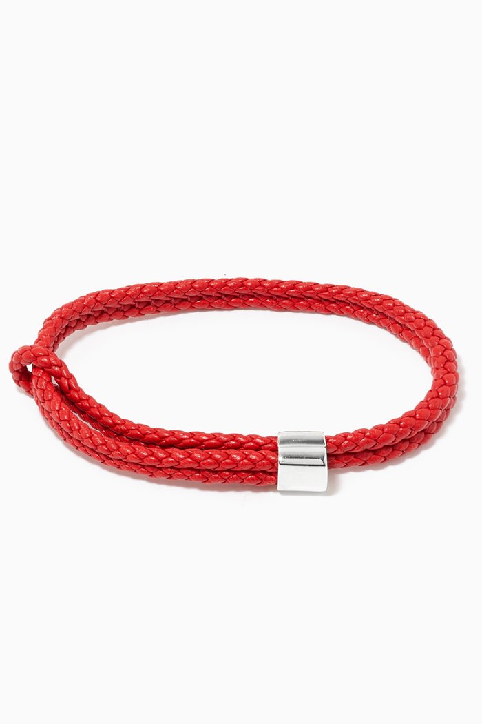 

Bracelet in Intrecciato Nappa & Antique Silver, Red