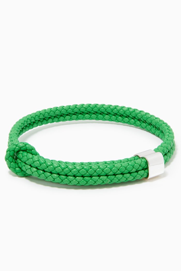 

Bracelet in Intrecciato Nappa & Antique Silver, Green