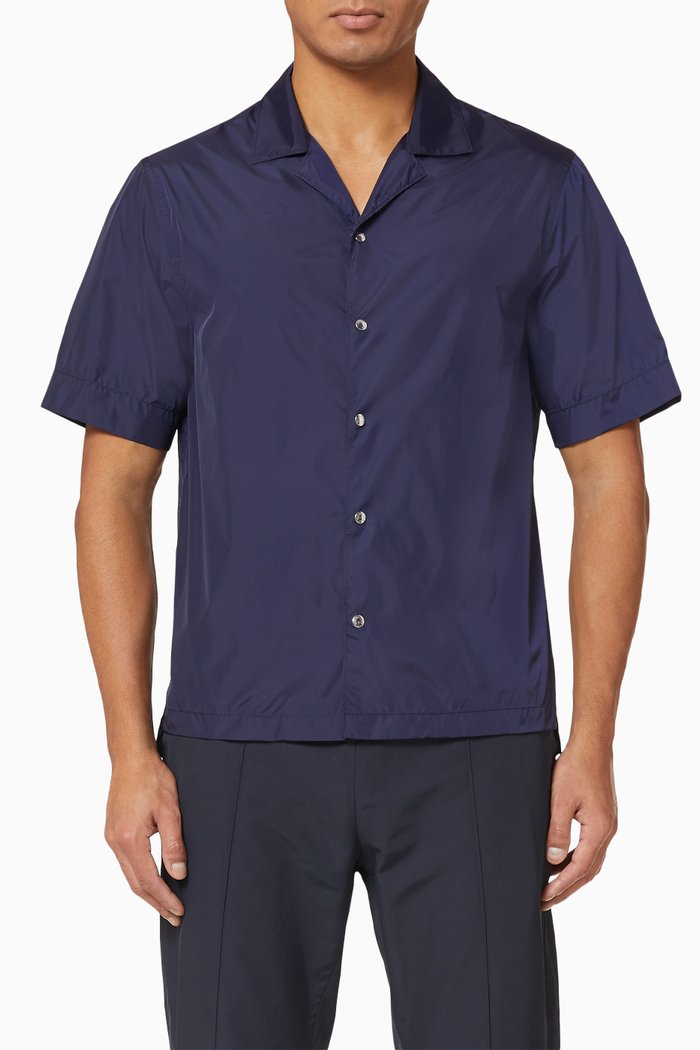 

Camp Collar Shirt in Nylon, Black