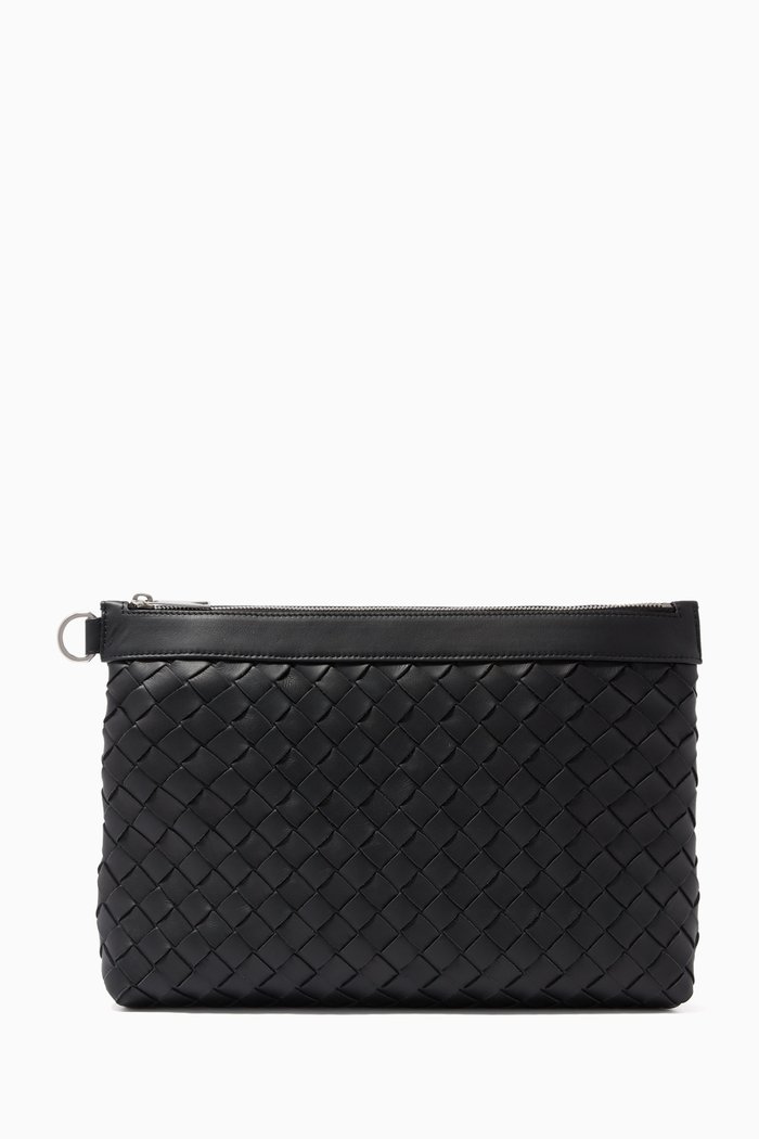 

Document Case in Intrecciato Hydrology Calfskin, Black