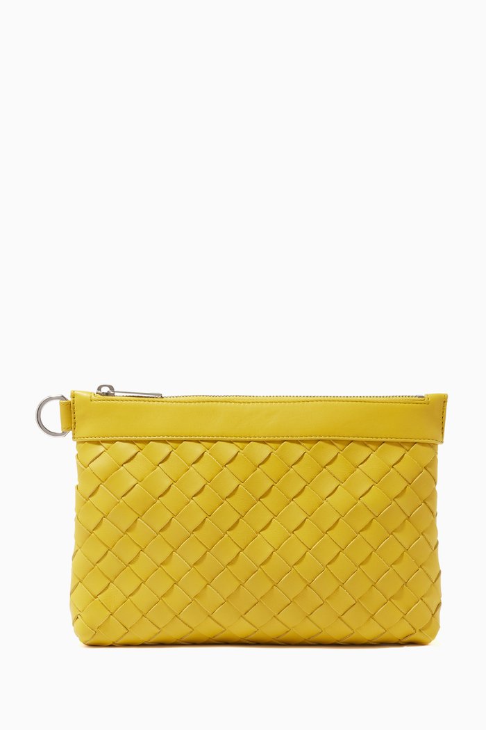 

Small Document Case in Intrecciato Hydrology Calfskin, Yellow