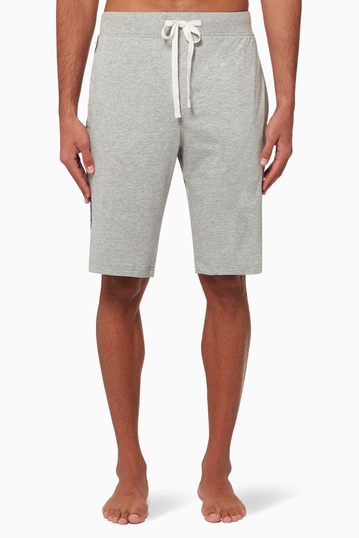 

Logo-Tape Slim Jersey Shorts, Grey
