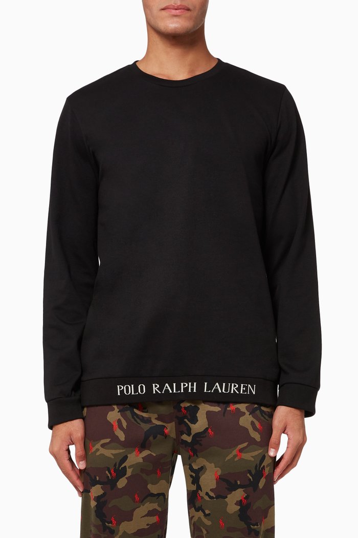 Crewneck Cotton-Blend Sleep T-Shirt, Black