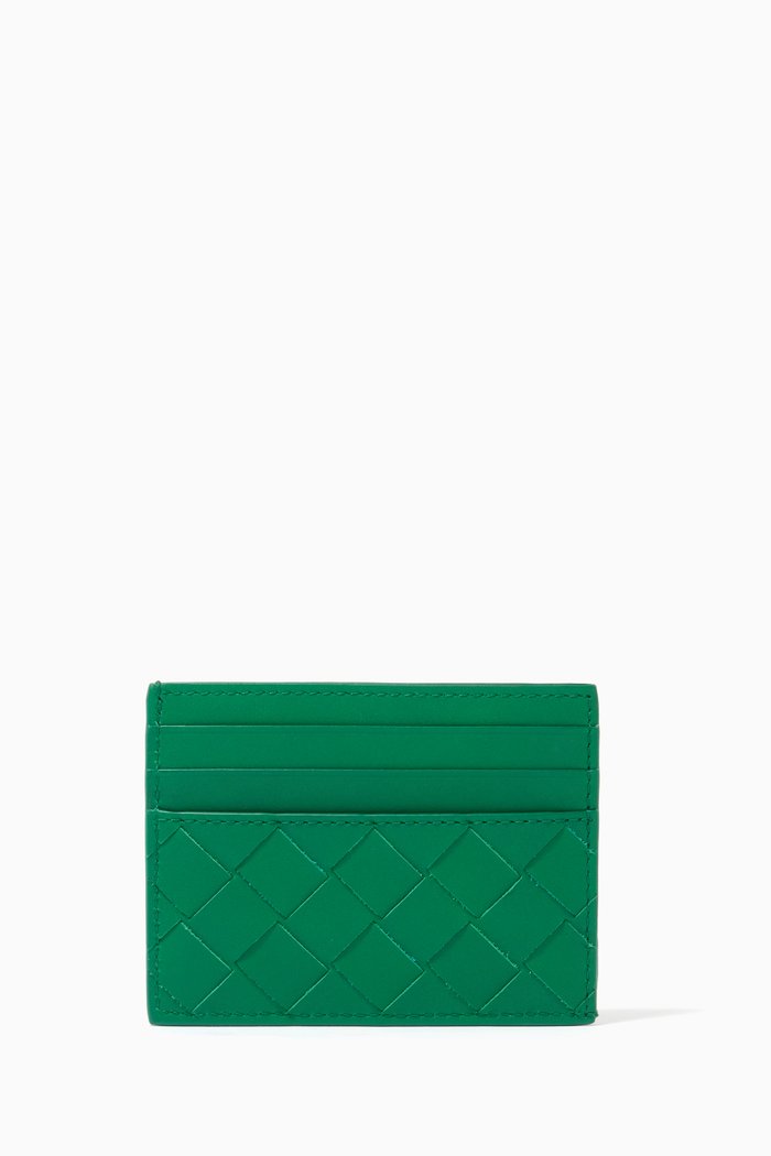 

Card Case in Intrecciato Calfskin, Green