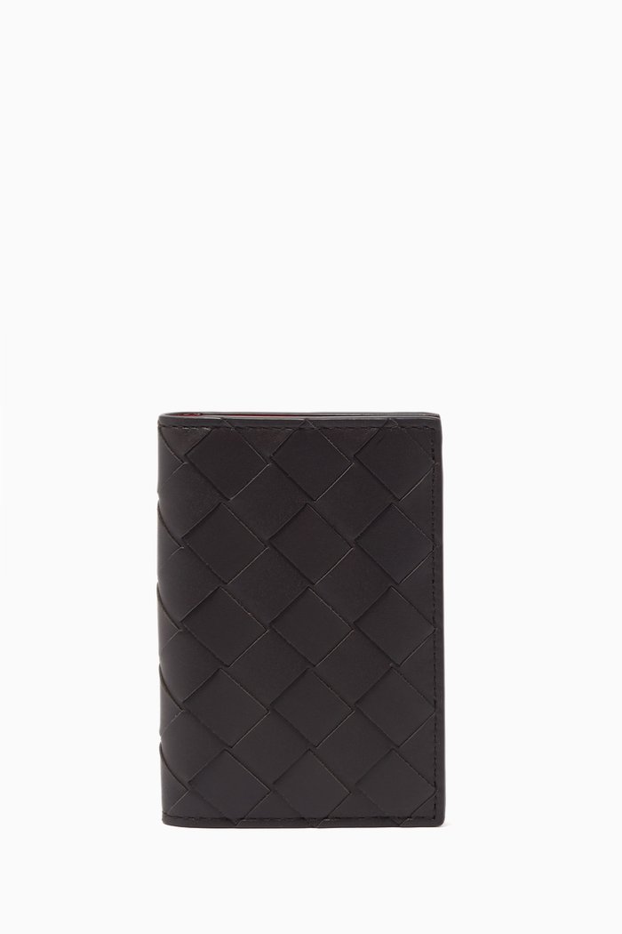 

Bi-fold Card Case in Intrecciato Calfskin, Red