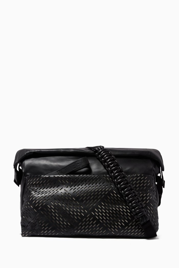 

Messenger Bag in Smooth & Perforated Calf, Black