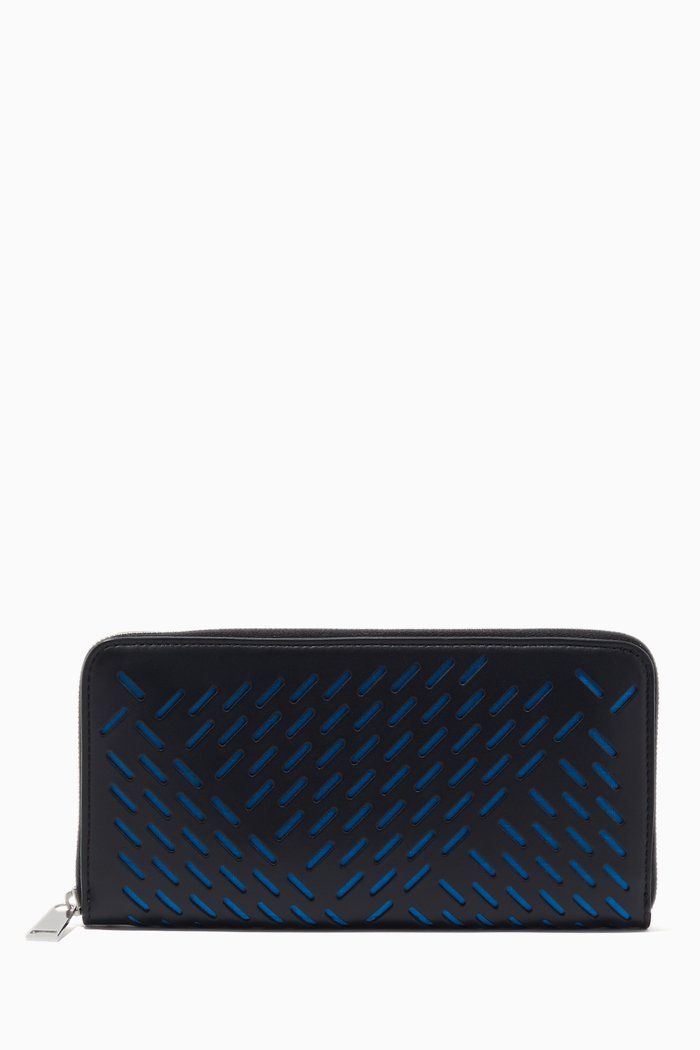 

Zip-around Wallet in Perforated Calf, Black