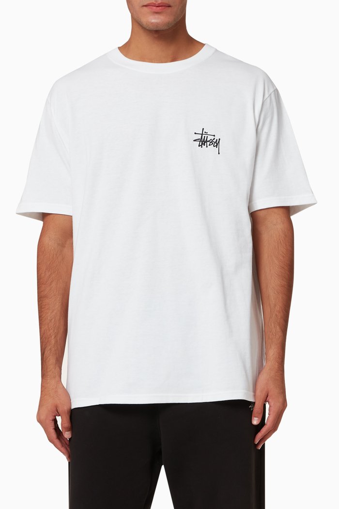 

Basic Stussy Logo Cotton Jersey T-shirt, White