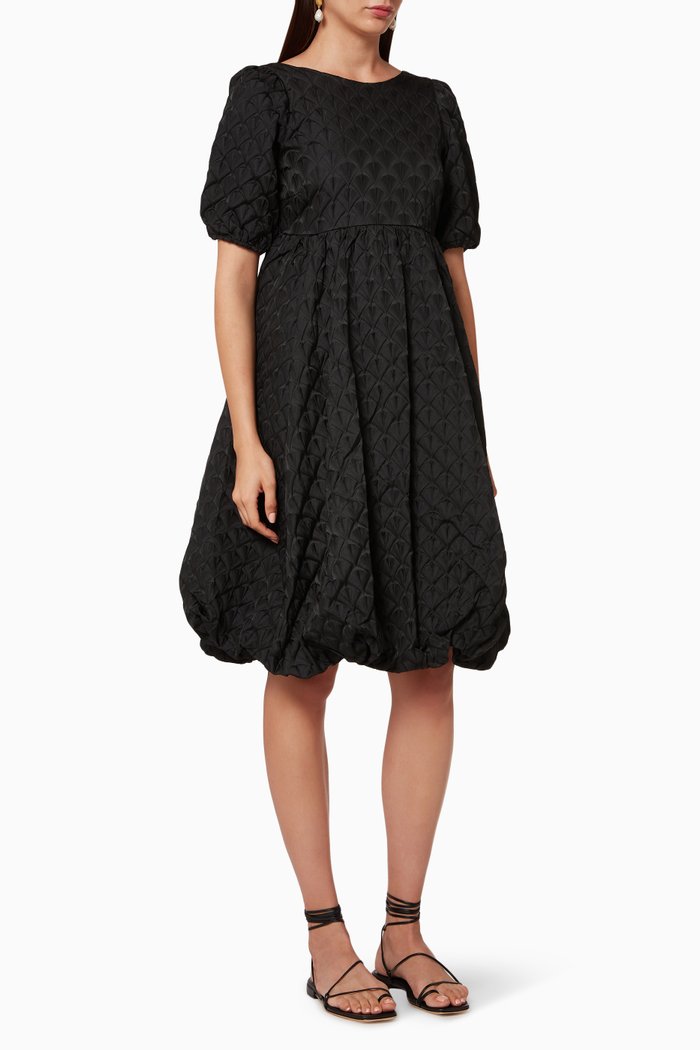 

Yaskyle Puff Sleeve Midi Dress, Black