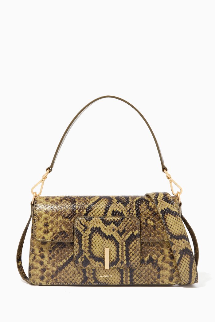 Georgia Shoulder Bag in Lizard-Embossed Leather, Green