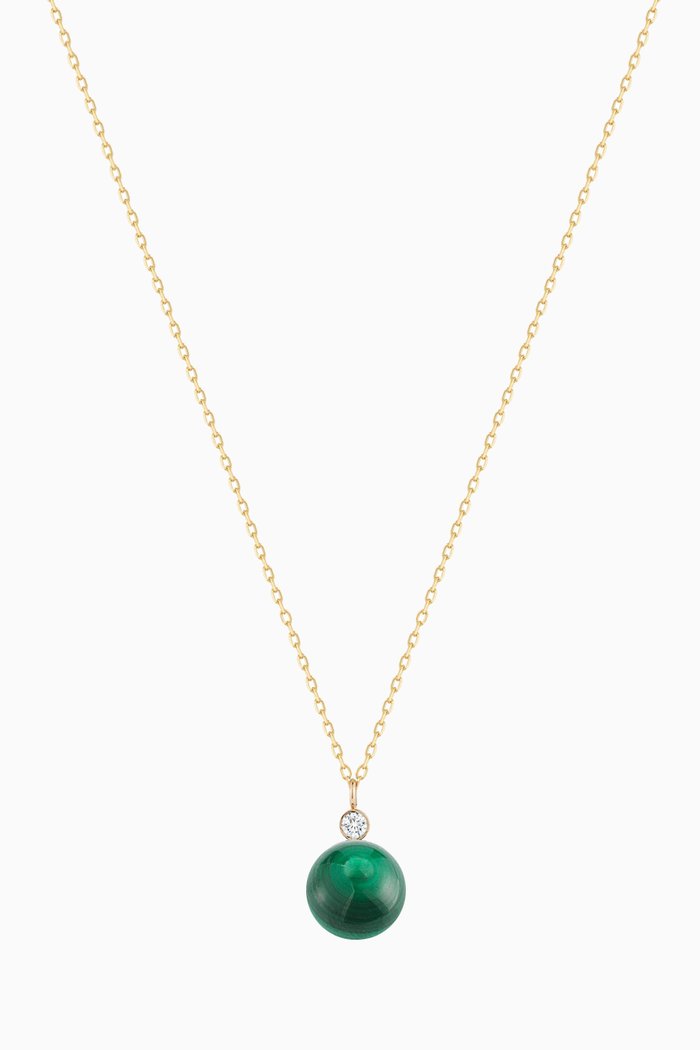 

Malachite & Diamond Dot Necklace in 14kt Yellow Gold